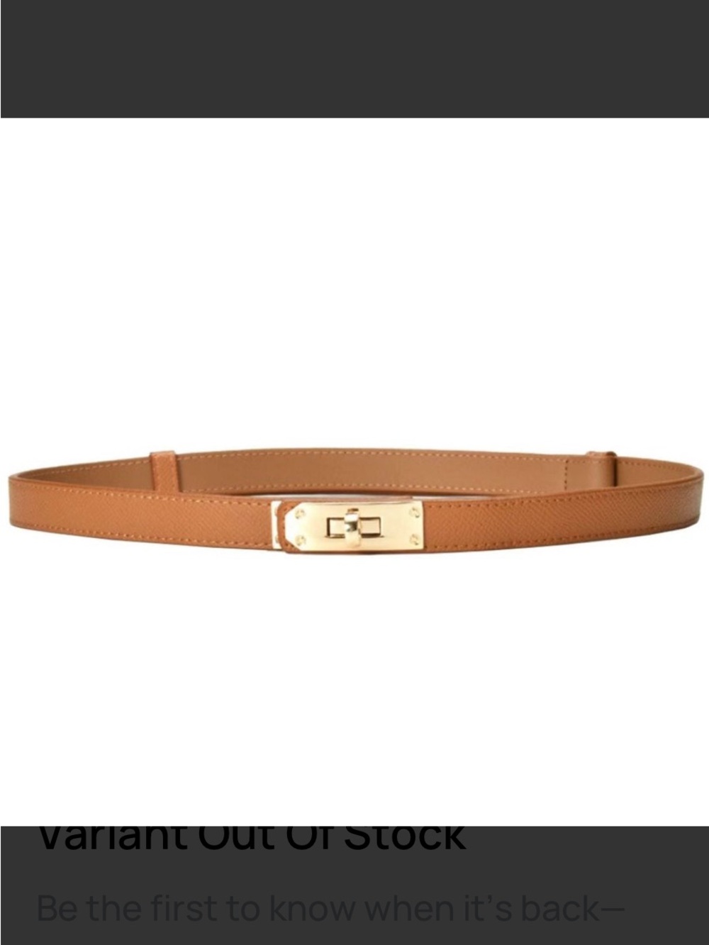 Slim Tan Leather Waist Belt with Gold Turnlock